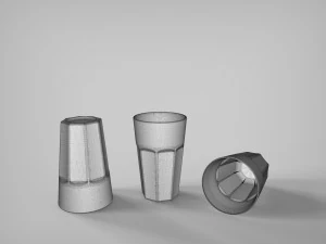 vintage glass bottle and classic glass 3D Model