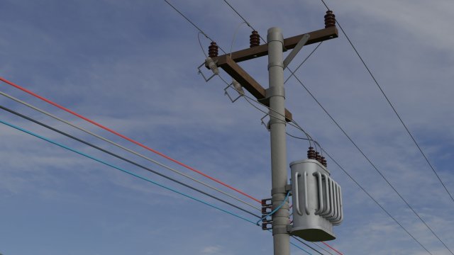 electric pole with power transformer Model 3D .c4d .max .obj .3ds .fbx .stl .blend 