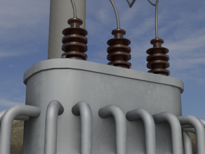 electric pole with power transformer Model 3D