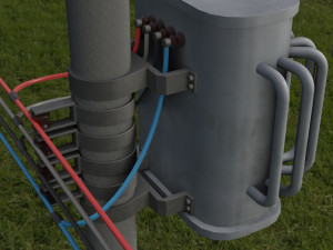 electric pole with power transformer Model 3D