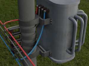 electric pole with power transformer 3D Model
