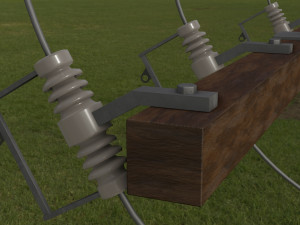 electric pole with power transformer Model 3D