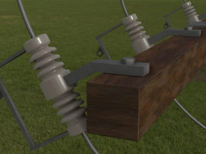 electric pole with power transformer 3D Model