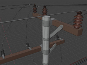 electric pole with power transformer Model 3D