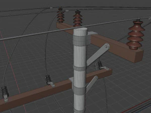 electric pole with power transformer 3D Model