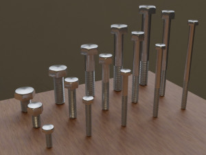 set of 73 parts bolts nuts washers nails etc Model 3D