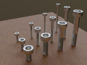 set of 73 parts bolts nuts washers nails etc Model 3D