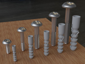 set of 73 parts bolts nuts washers nails etc Model 3D