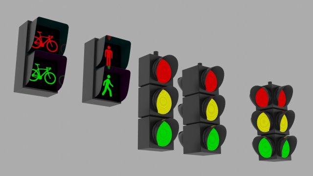 traffic lights semaphore Model 3D .c4d .max .obj .3ds .fbx .stl .blend 