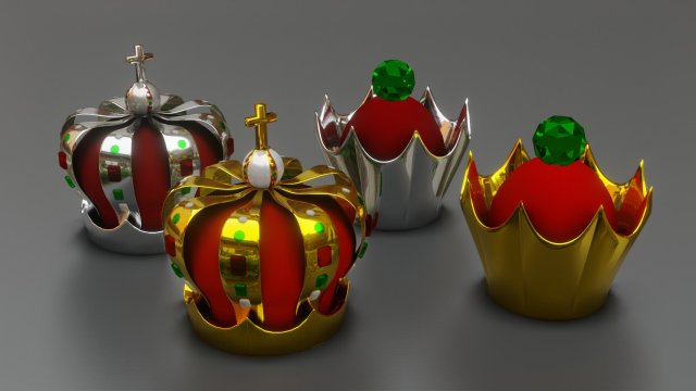crown - king and queen gold and silver Modello 3D .c4d .max .obj .3ds .fbx .stl .blend 