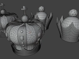 crown - king and queen gold and silver 3D Model