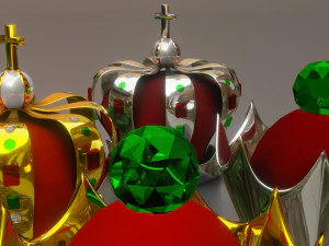 crown - king and queen gold and silver 3D Model
