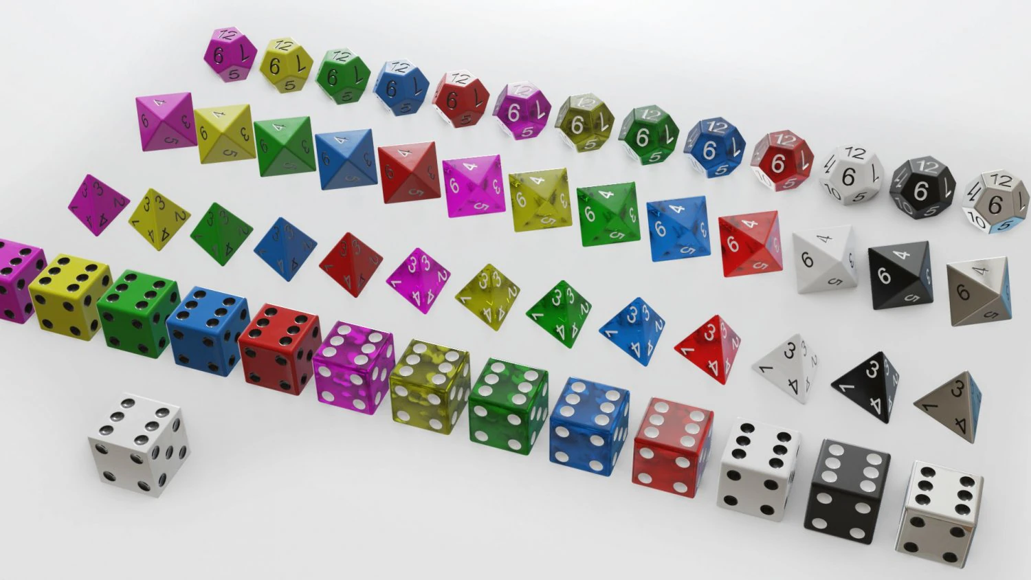 standard dice several shapes 3D Model .c4d .max .obj .3ds .fbx .stl .blend 