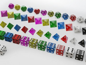standard dice several shapes 3D Model