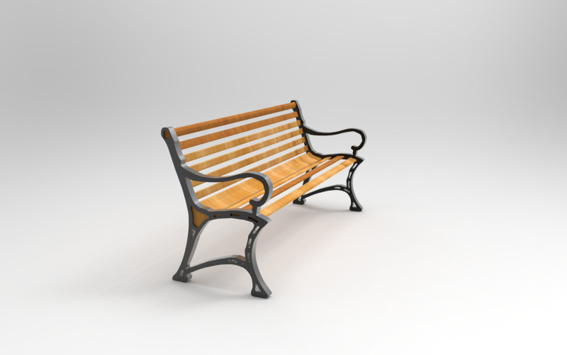 Realistich Bench 3D Model .c4d .max .obj .3ds .fbx .stl .blend 