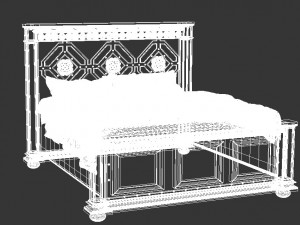 classic wooden bed Modèle 3D