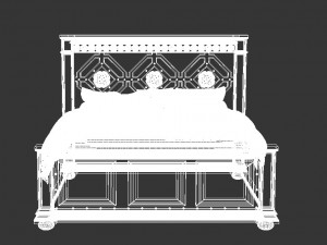 classic wooden bed Modèle 3D