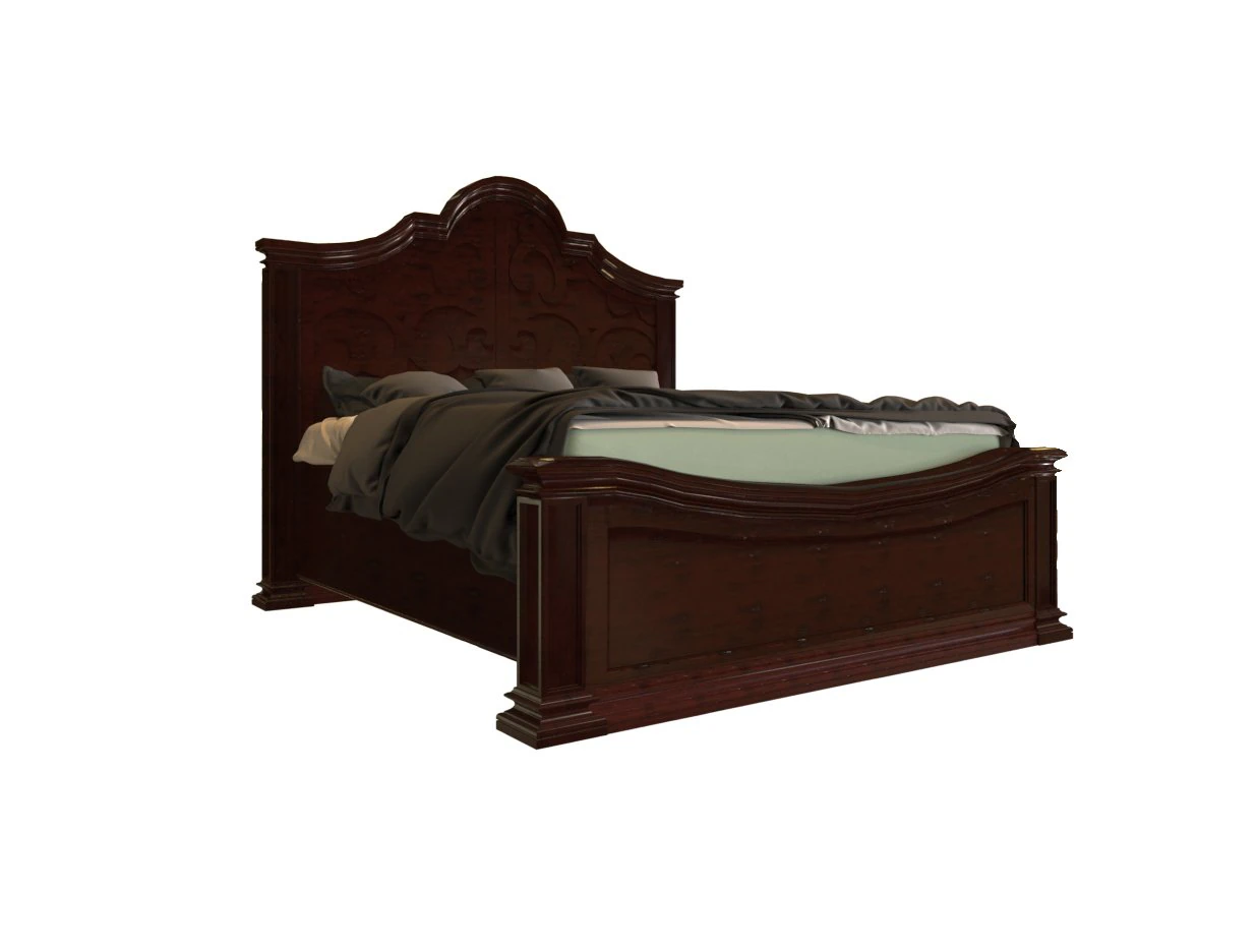 classic wooden bed 3D Model .c4d .max .obj .3ds .fbx .stl .blend 