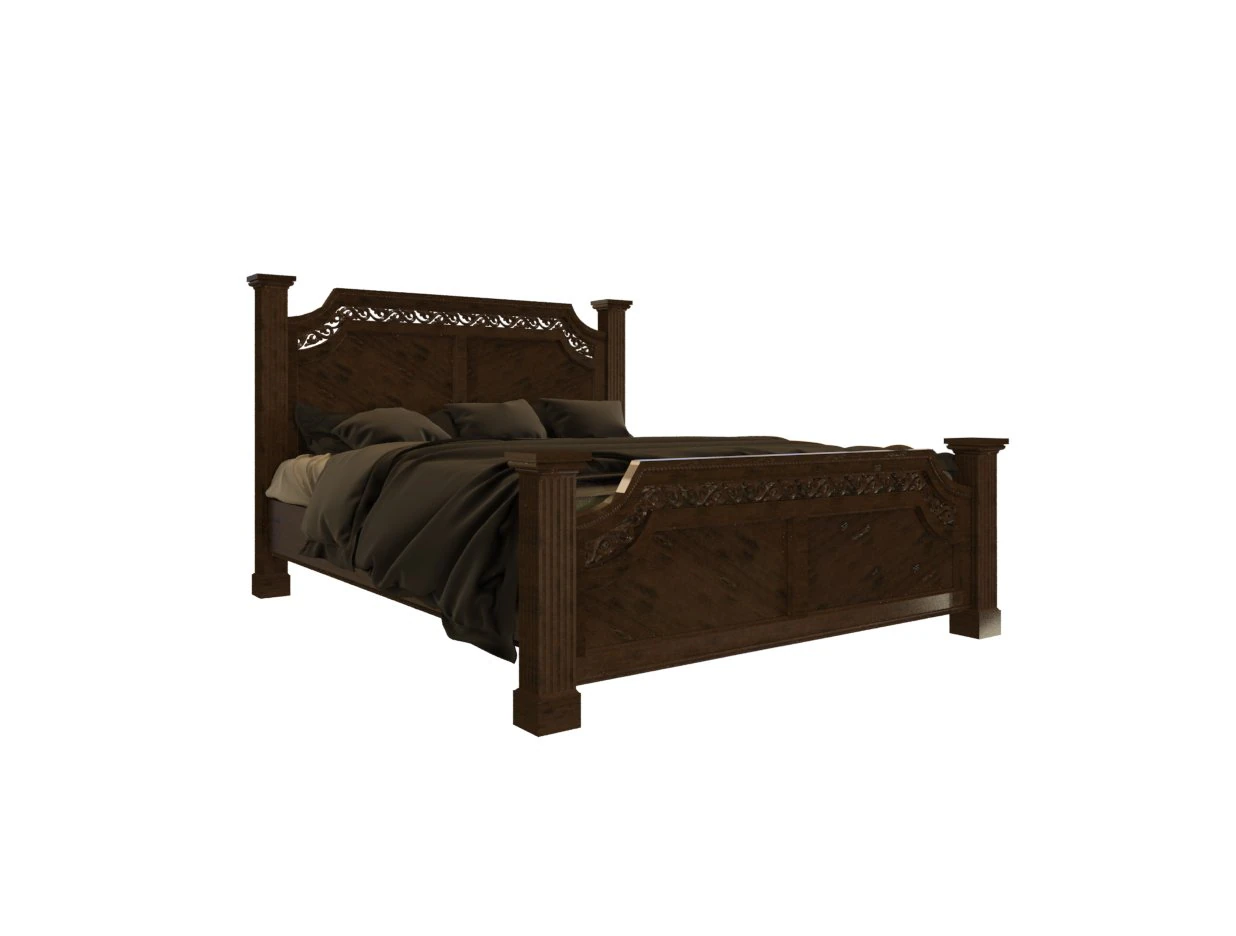 wooden bed 3D Model .c4d .max .obj .3ds .fbx .stl .blend 