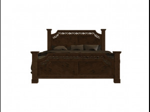 wooden bed Modèle 3D