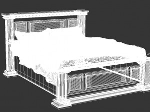 wooden bed Model 3D