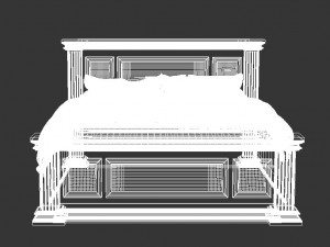 wooden bed Model 3D