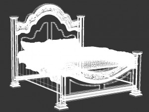 wooden bed Modèle 3D