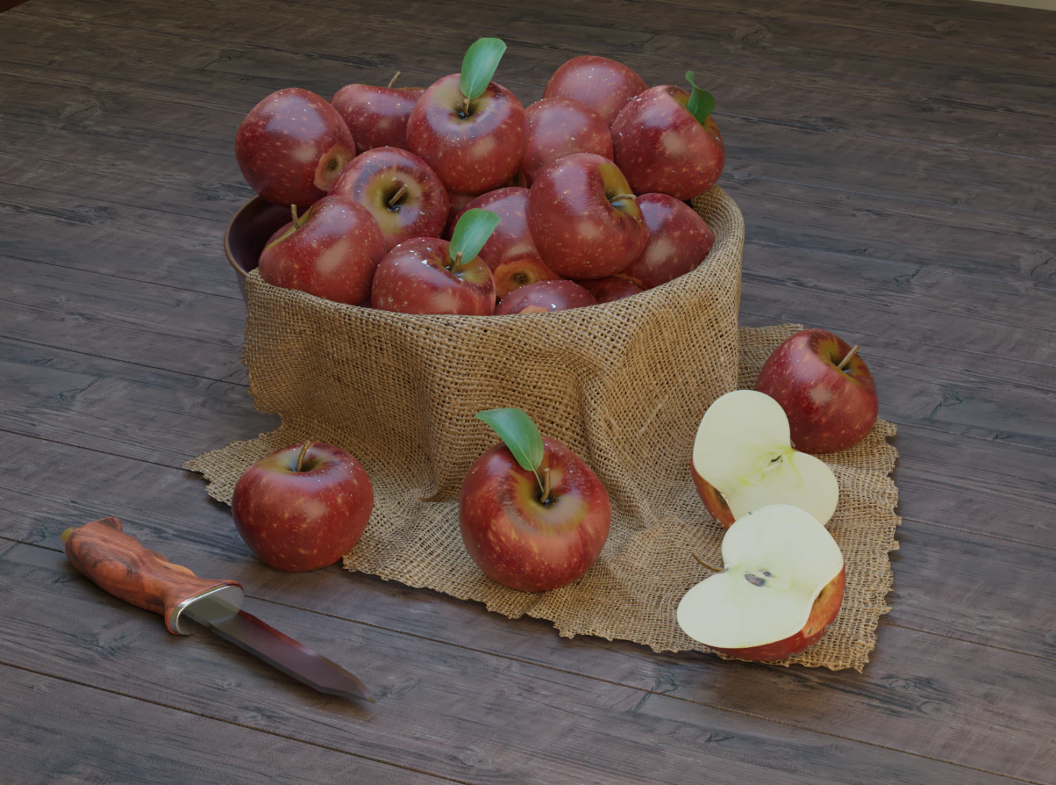 apple fruit 3D Model .c4d .max .obj .3ds .fbx .stl .blend 