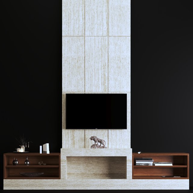 fireplace with wooden niches 3D Model .c4d .max .obj .3ds .fbx .stl .blend 