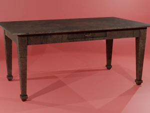 Wooden office table Low-poly 3D Model