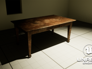 Wooden office table Low-poly 3D मॉडल