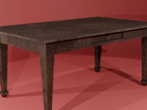Wooden office table Low-poly 3D Model
