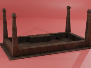 Wooden office table Low-poly 3D Model