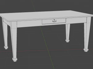 Wooden office table Low-poly 3D Model