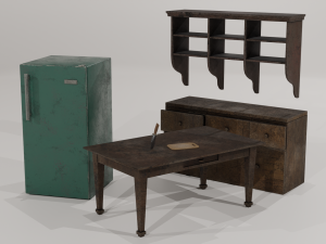 Old Kitchen Game-Ready Collection Low-poly Modelo 3D