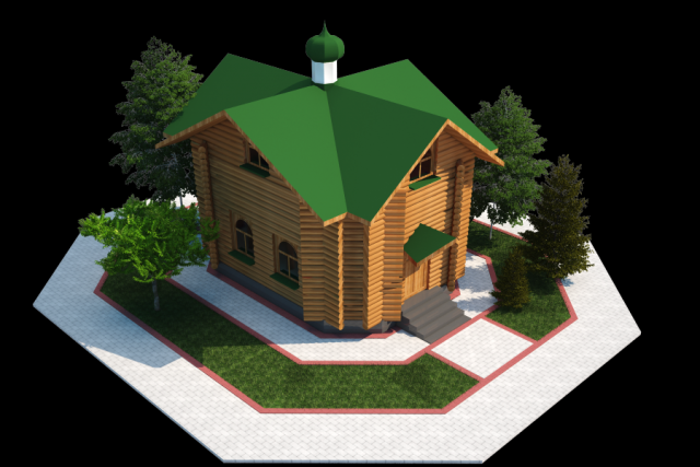 church house 3D-Modell .c4d .max .obj .3ds .fbx .stl .blend 