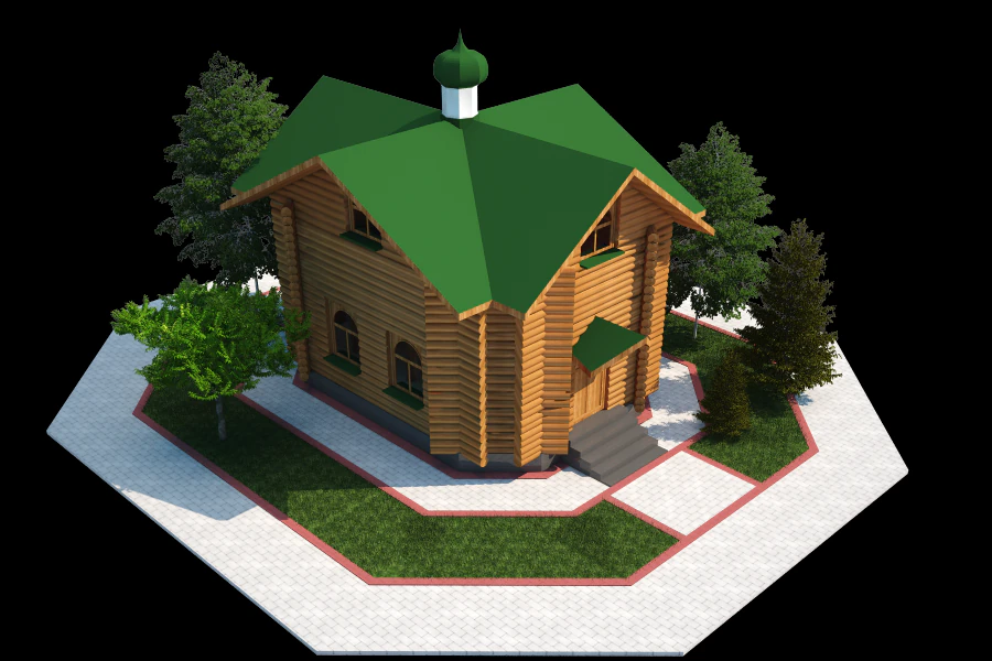 church house 3D Model .c4d .max .obj .3ds .fbx .stl .blend 