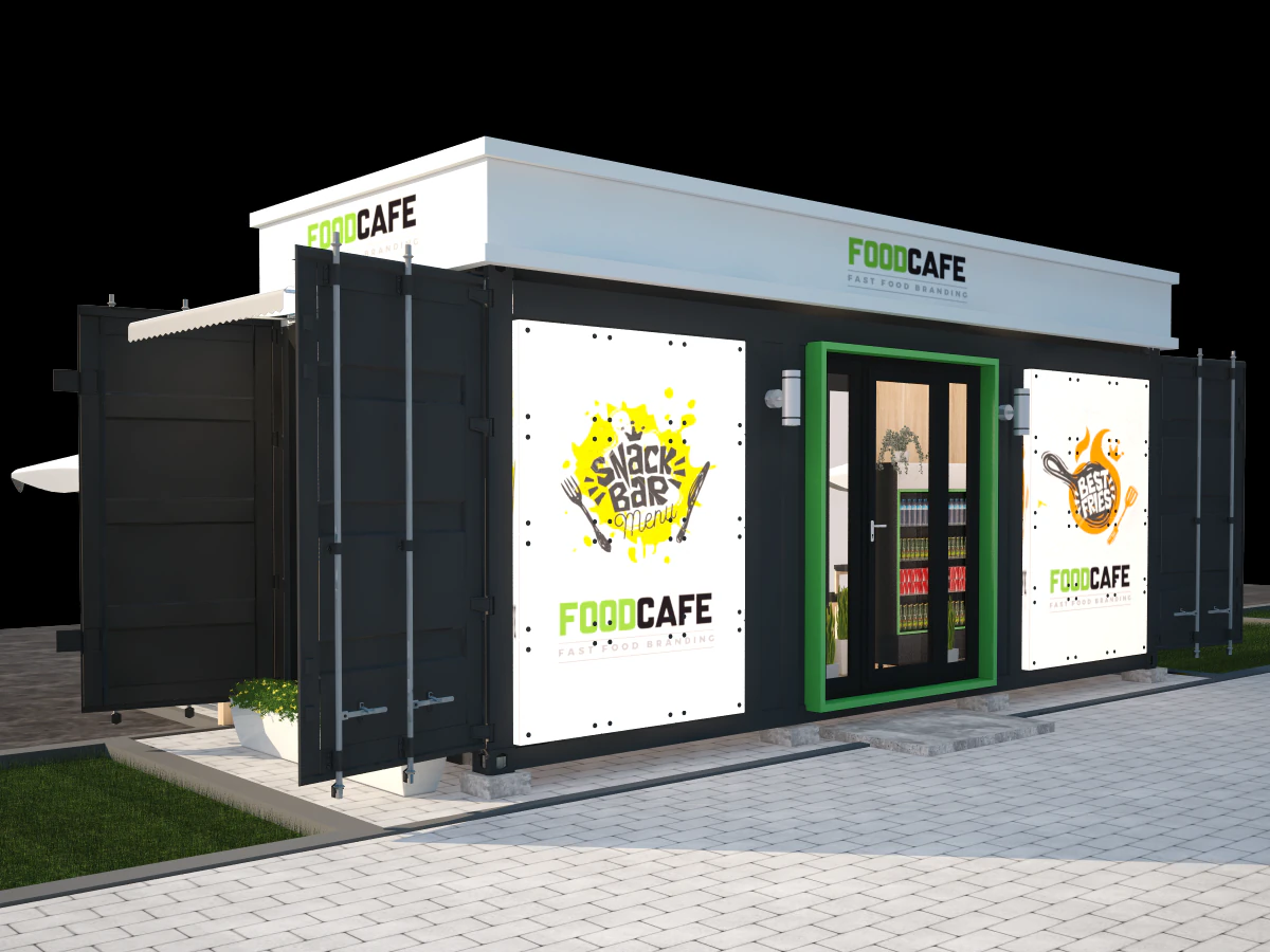 Container cafe 3D Model .c4d .max .obj .3ds .fbx .stl .blend