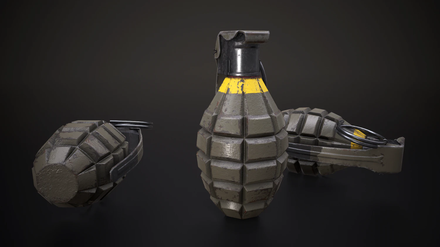 Granate mk2 3D Modell .c4d .max .obj .3ds .fbx .stl .blend 