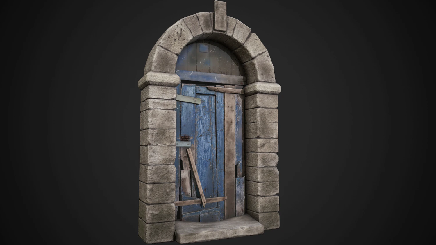 old wooden door with stone arch 3D Model .c4d .max .obj .3ds .fbx .stl .blend