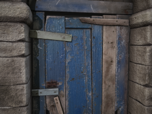 old wooden door with stone arch 3D Model