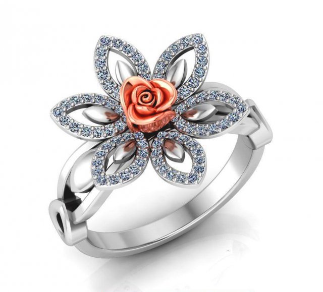 ring rose flower with stones 01 Modelo 3D .c4d .max .obj .3ds .fbx .stl .blend 