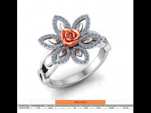 ring rose flower with stones 01 Modelo 3D