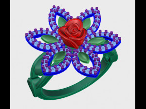 ring rose flower with stones 01 Modelo 3D