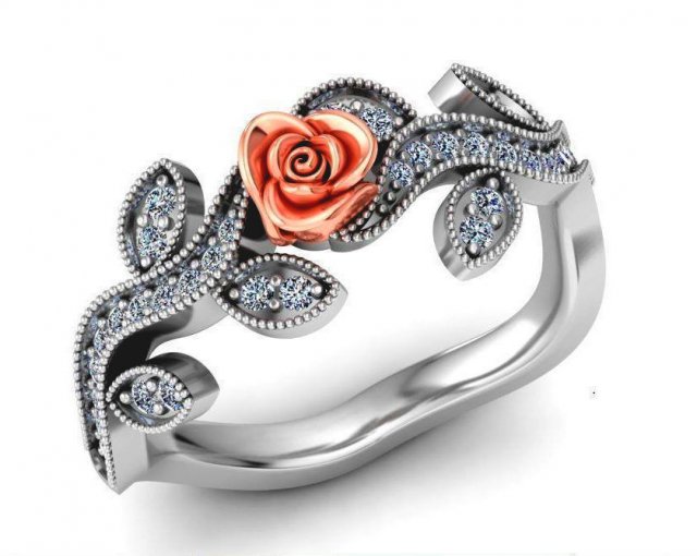 ring rose flower with stones 02 Modelo 3D .c4d .max .obj .3ds .fbx .stl .blend 
