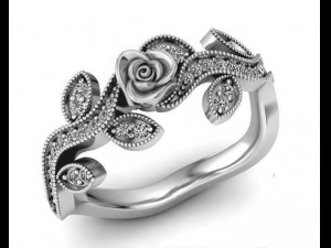 ring rose flower with stones 02 Modelo 3D