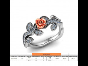 ring rose flower with stones 02 Modelo 3D