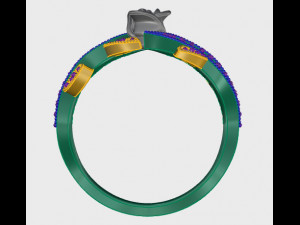 ring rose flower with stones 02 Modelo 3D