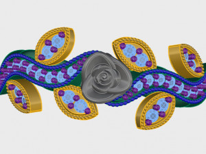 ring rose flower with stones 02 Modelo 3D