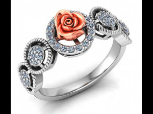 ring rose flower with stones 03 3D-Modell